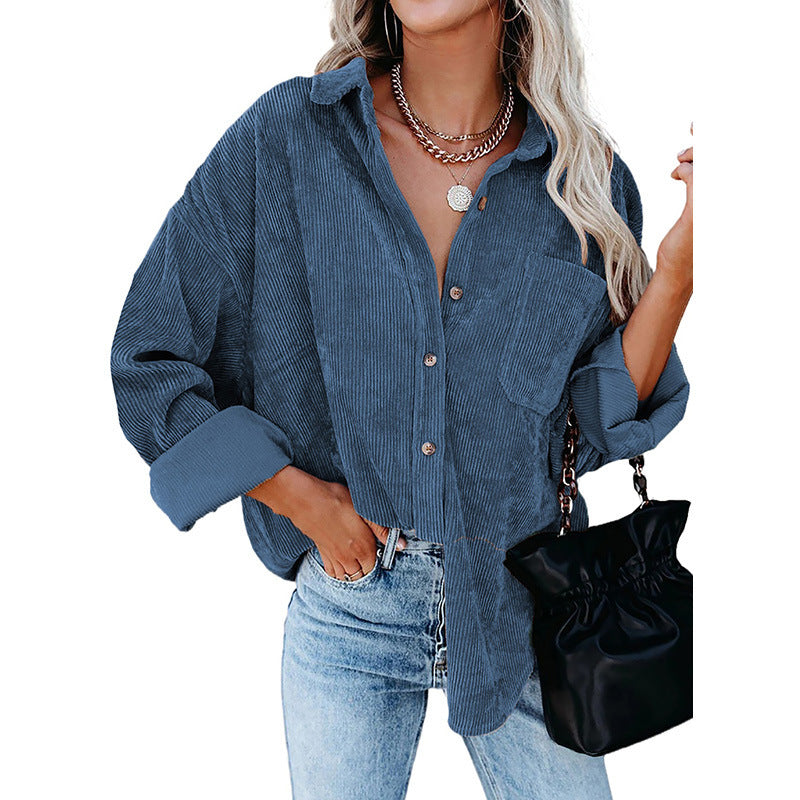 Autumn Winter Women Clothing Oversize Women Corduroy Loose Casual Shirt