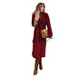 Autumn Winter Women Clothing Solid Color Polo Collar Long Sleeved Woolen Coat Simple Lace up Trench Coat