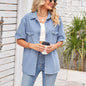 Trade Slimming Denim One Breasted Short Sleeve Casual Shirt Women