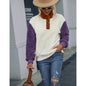Ladies Round Neck Long Sleeve Pullover Loose Stitching Long Sleeve Fleece Sweatshirt