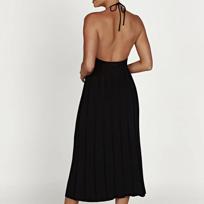 Summer Sexy Sexy Backless Knitted Pleated Dress Women