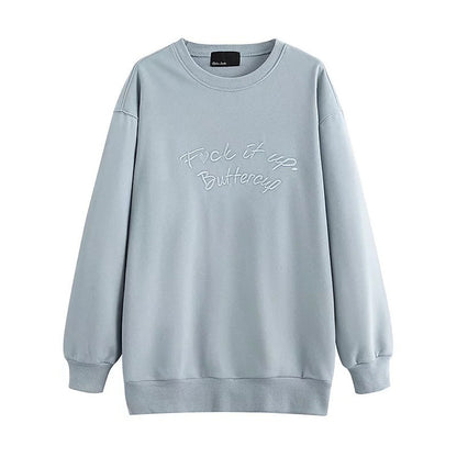 Autumn Casual Urban Casual Fleece  Women Pullover round Neck Loose Women Sweater Sweatshirt