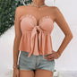 Women Clothing Sexy Tube Top Lace up Waist Controlled Ruffled Ultra Short Sleeveless Vest