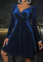 Women Clothing Sexy V neck Velvet Slim Fit Dress Long Sleeve Small Dress