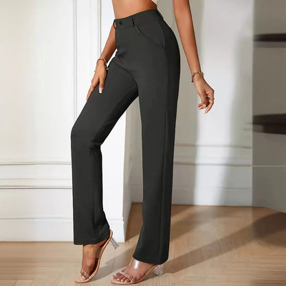 Popular Ankle Length Cigarette Pants Women High Waist Slimming Casual Office Straight