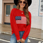 Autumn Winter round Neck Flag Easter Independence Day Sweater Women