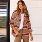 Shirt Women Spring Casual Cardigan Coat Long Sleeve Plaid Shirt