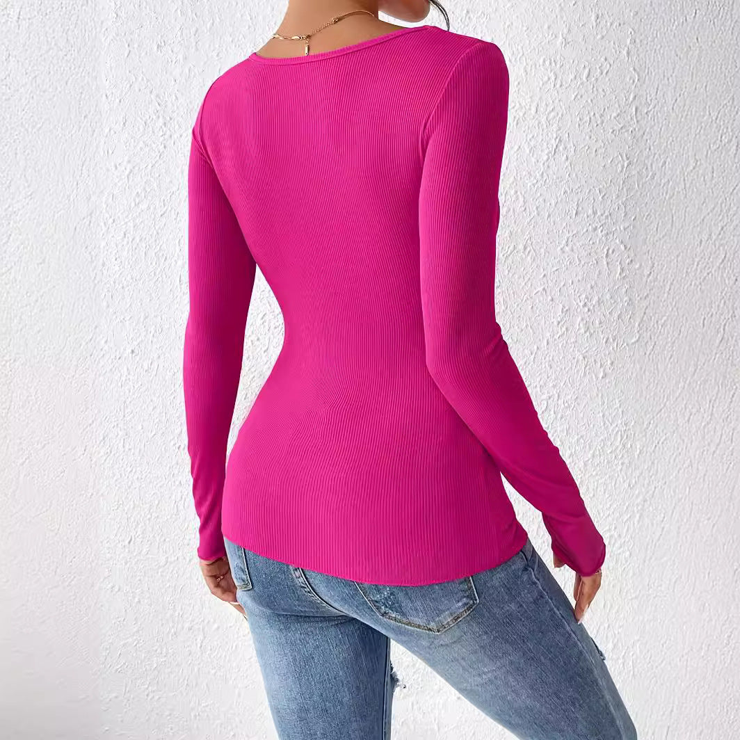 Sexy Long Sleeved Sweater Slim Bottoming Shirt Autumn Winter Women Wear Top