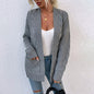 Sweater Women Autumn Winter New  Twist Mid-Length Pocket Knitted Cardigan Coat