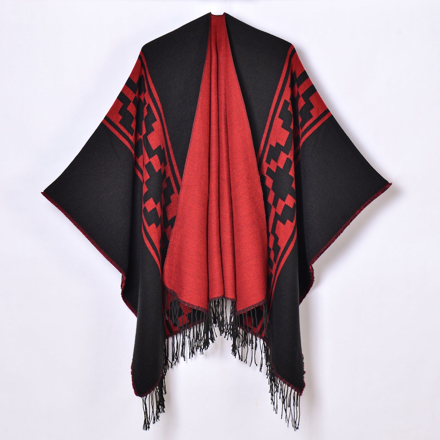 Women Shawl Simple Tassel High Quality Jacquard Split Talma Catwalk Show Outerwear