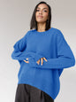 Autumn Winter Women Knitwear Crew Neck Loose Solid Color Popular Sweater