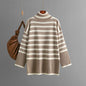 Striped Turtleneck Sweater Women Autumn Winter Loose Design Sweater Pullover Top