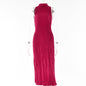 Ruffled round Neck Dress Autumn Sexy Sleeveless Waist Sunken Stripe Maxi Dress for Women