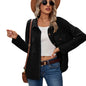 Autumn Winter Waffle Pocket Long Sleeve Loose Lapels Shirt Ladies