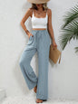 Women Clothing Spring Summer Solid Color Mop Wide Leg Pants Casual Pants