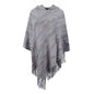 Hooded Striped Tassel Cape Shawl Women Autumn Winter Women Outer Scarf