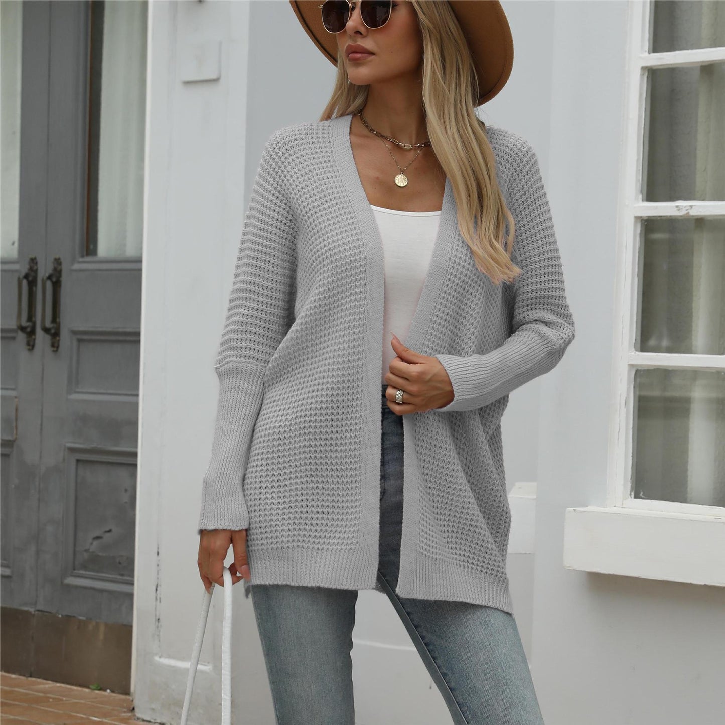 Women Knitwear Autumn Winter Knitted Cardigan Loose Solid Color Sweater Women