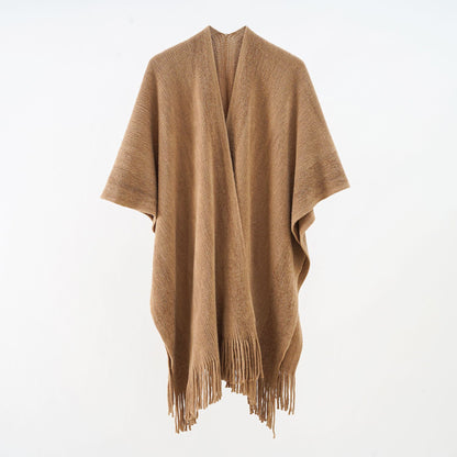 Summer Hollow Out Cutout Tassel Outer Wear Women Cloak Sunscreen Shawl