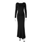 Women Clothing Summer Slim Pleated Round Neck Long Sleeved Dress Women