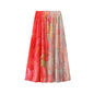 Contrast Color High Waist Ruched Skirt Spring Summer Design Gradient Color Loose Straight Slimming Dress Women