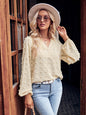 Casual Autumn Winter Women Clothing Long Sleeve V neck Loose Top Women