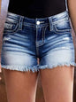 Embroidered Frayed Denim Shorts for Women