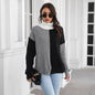 Matching Color Contrast Turtleneck Drop-Shoulder Long Sleeve Knitted Sweater Loose Women Clothing