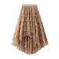 Irregular Asymmetric Tiered Dress High Waist Mesh Skirt Pettiskirt Women Gauze Skirt Fairy Dress