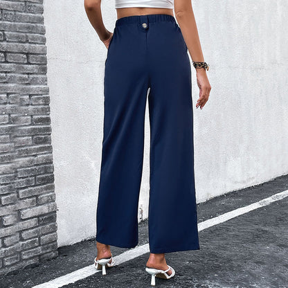 Summer Women Clothing Solid Color Slim Straight Casual Pants