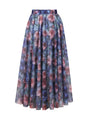 Mid Length Floral Print Skirt Tiered A Line Skirt Long Skirt Wide Hem Flowy Mid Length Skirt