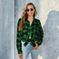 Women Long Sleeved Plaid Button Shirt Full Color Uniform Size Jacket