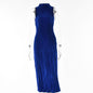 Ruffled round Neck Dress Autumn Sexy Sleeveless Waist Sunken Stripe Maxi Dress for Women