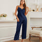 Spring Autumn Loose Silk Sleeveless Clothes Home Suspenders Trousers Two Piece Set Light Comfortable Women