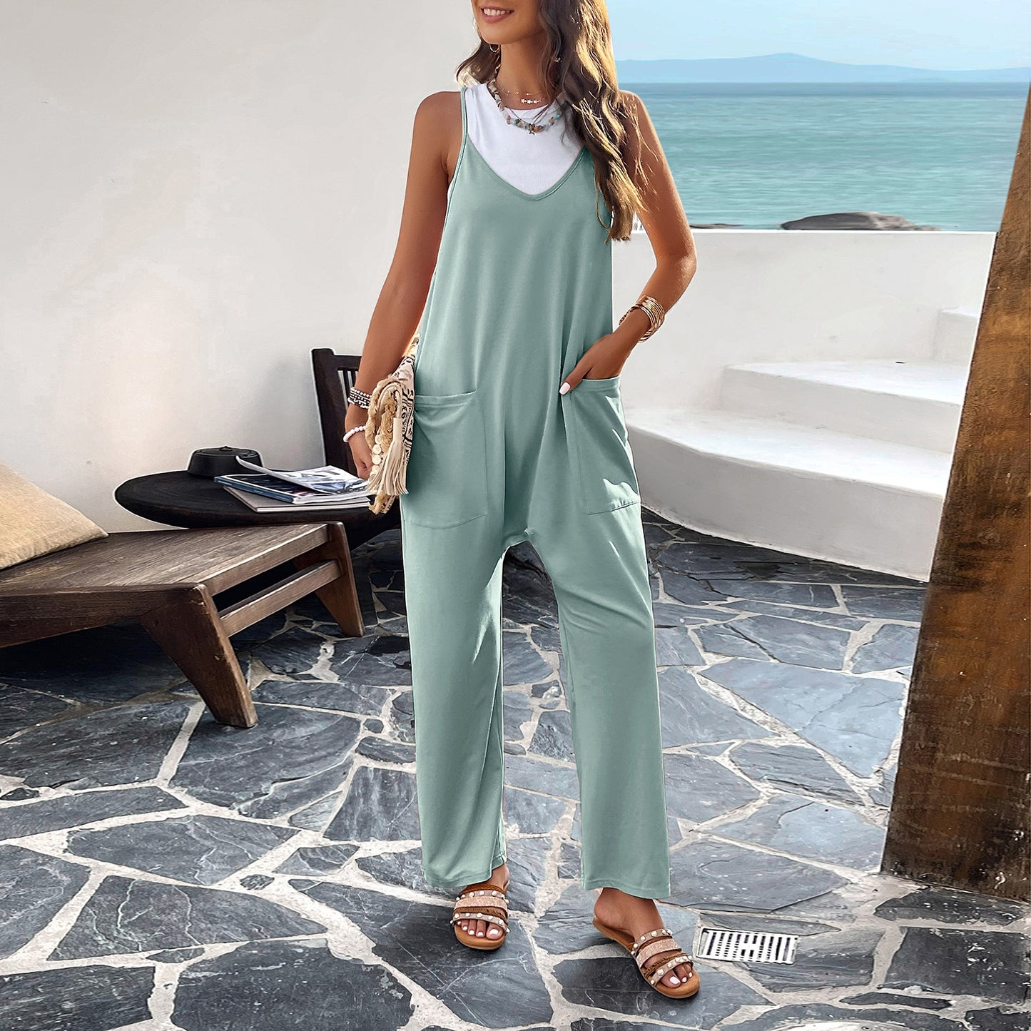 Women Clothing Spring Summer Casual Solid Color Slim Fit Bodysuit