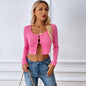 Women Clothing Autumn Winter Sexy Hollow Out Cutout Out Slim Fit Short Knitted Stretch Long Sleeve T shirt Top