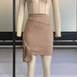 Tassel Leather Skirt Skirt Suede Skirt Stitching Irregular Asymmetric High Waist Sexy Hip Skirt Short Skirt