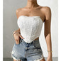 Lace Tube Top Solid Color off-Shoulder cropped Boning Corset Boning Corset Vest