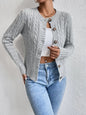 Autumn Sweater Women Cardigan Round Neck Idle Twist Long Sleeve Coat Sweater