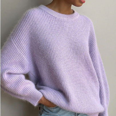 Autumn Winter Mink like Clothes Women Idle Loose Super Soft Knitted Top Women All Matching