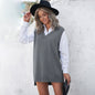 Winter Solid Color Women Sweater Vest Mid-Length Sleeveless Top Sweater