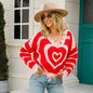 Street Hipster Pullover Love V-neck Cut Tassel Long Sleeve Pullover Loose Cool Sweater