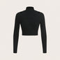 Autumn Winter Women Clothing Half Turtleneck Sexy Cutout Knitwear Long Sleeve T shirt Top