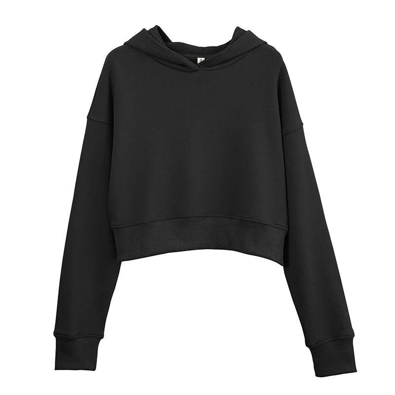 Short Sweater Sexy Cropped Sexy Women  Outdoor Pullover Hooded Fitness Sportswear Long Sleeve Women