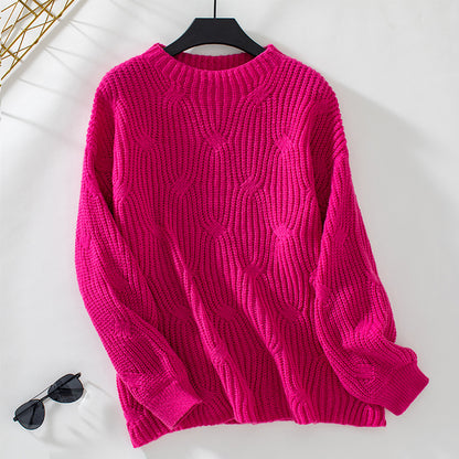 Women Sweater Autumn Winter Solid Color Loose Casual Long Sleeves Sweater