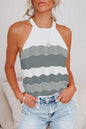 Knitted Hollow-out Camisole Casual Loose Stitching Vest for Women Patchwork