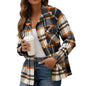 Women Clothing Autumn Winter New  Plaid Shacket Woolen Flannel Breasted Coat