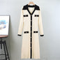 Korean Autumn Winter High Waist Dress V Neck Pullover Long Knitted Sweater A Line Dress