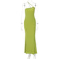 Women Clothing Summer Sexy Backless Slim Fit Solid Color Halter Dress