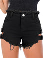 Jeans High Waist Street Ripped Hollow Out Cutout Girls Jeans Shorts