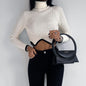 Autumn Winter Women Clothes Turtleneck Irregular Asymmetric Hem Short Sweater Women